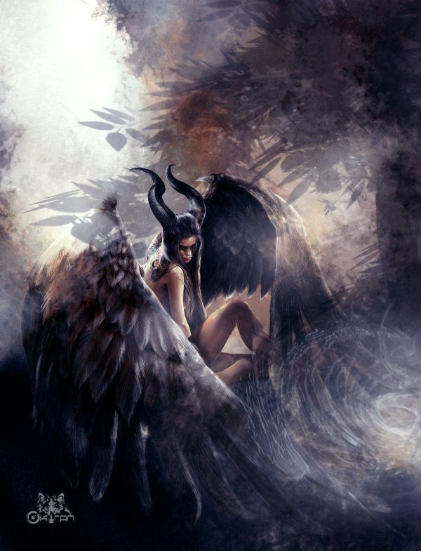 Девушка ангел и парень демон