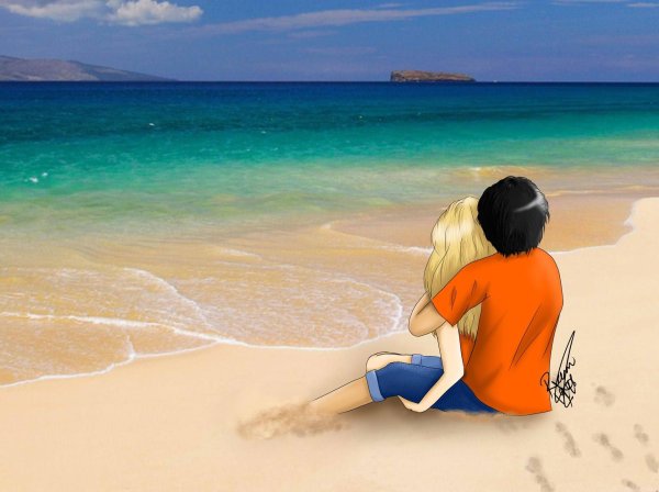 Девушка и парень на берегу моря