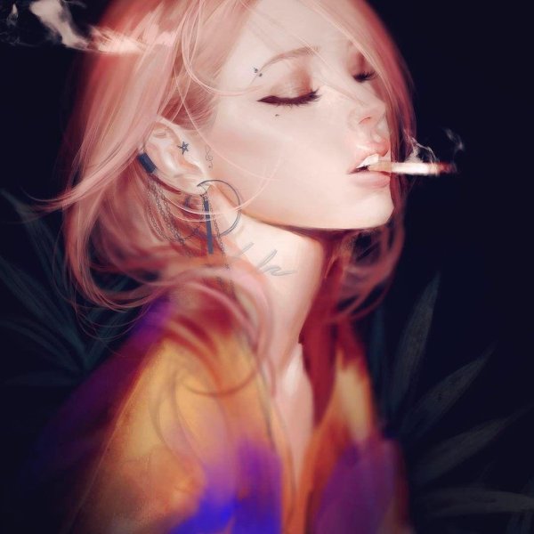 Девушка курит