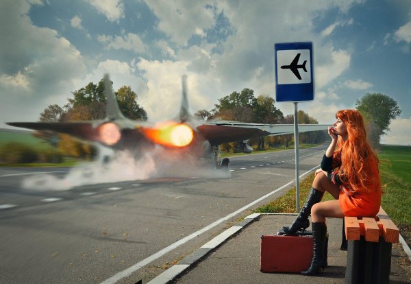 Самолет девушка