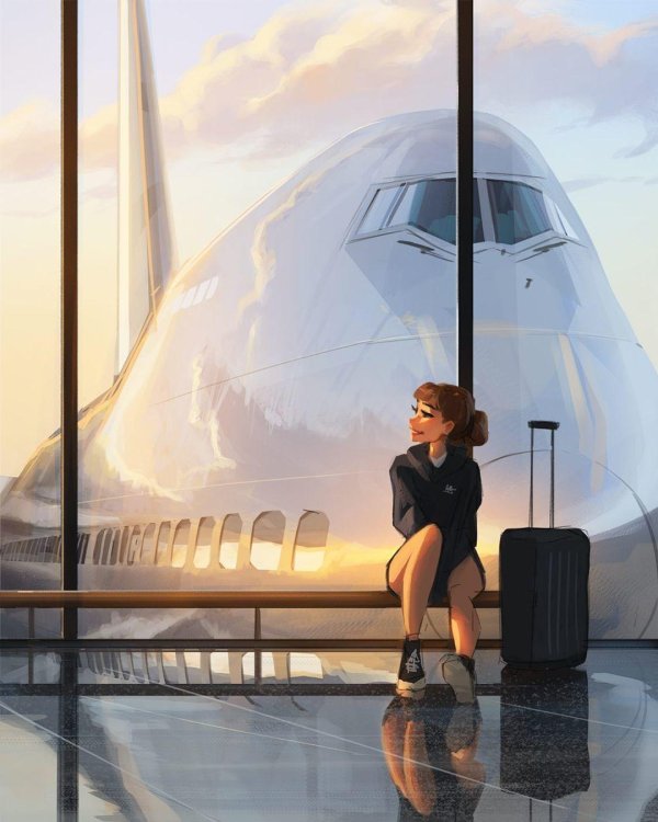 Самолет девушка