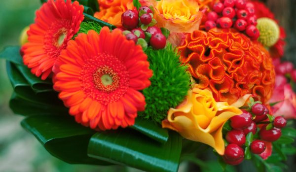 букет в оранжевых тонах