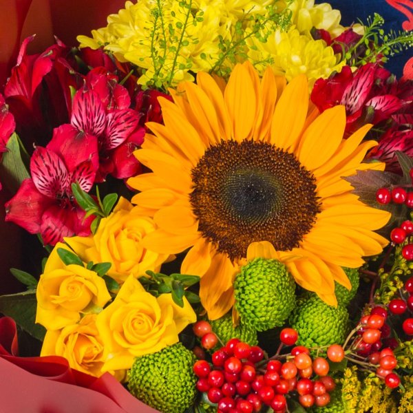 букет с подсолнухами