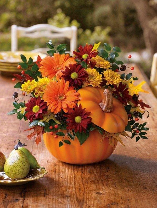 цветочная композиция в тыкве