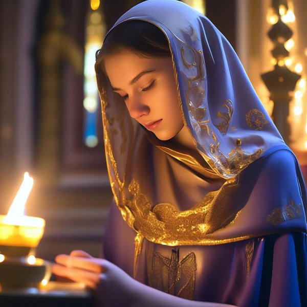 Девушка молится