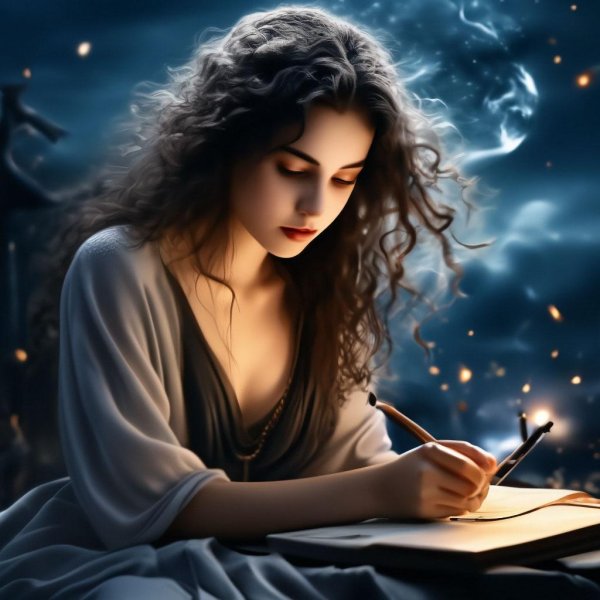 Девушка пишет