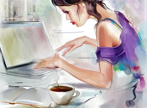 Девушка пишет