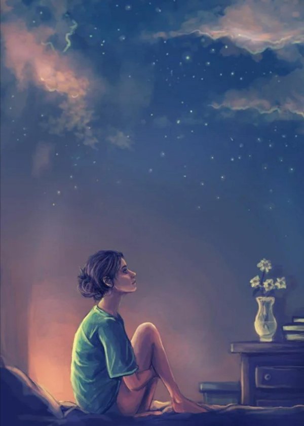 Девушка мечтает