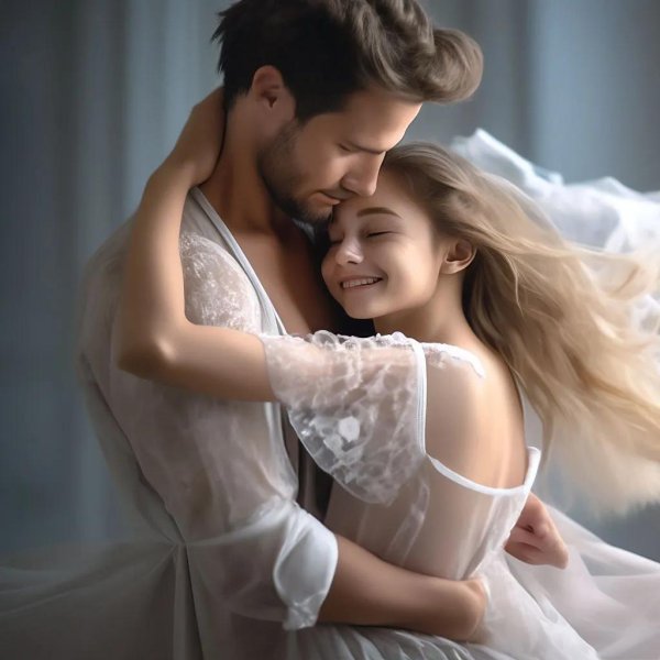 Девушка на мужчине