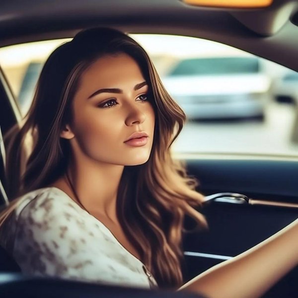 Девушка за машиной