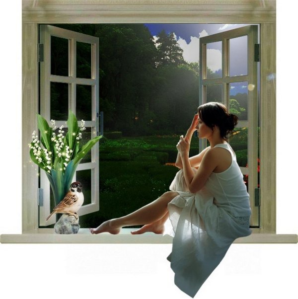 Окон с девушками