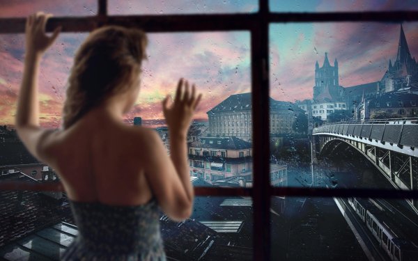 Окон с девушками