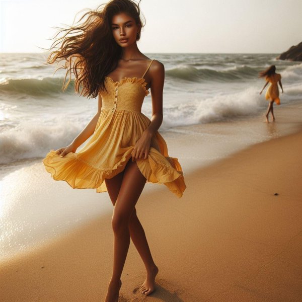 Пляжа с девушками