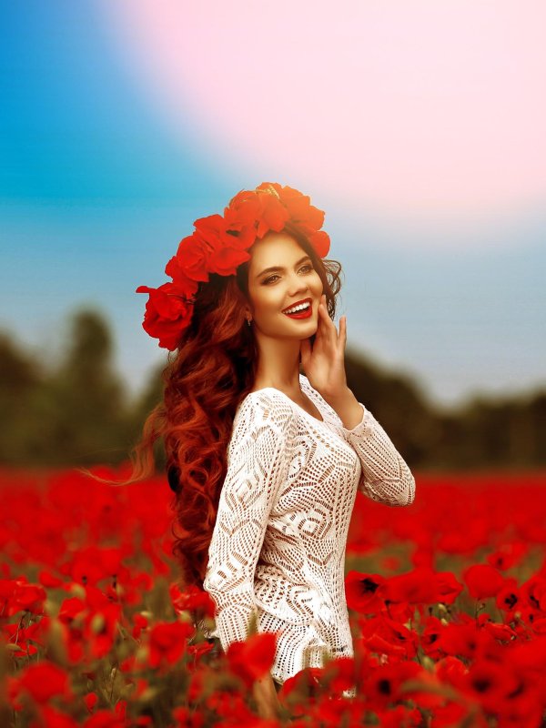 девушка в цветах