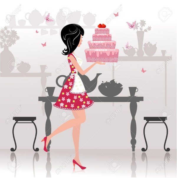 Девушка с тортом