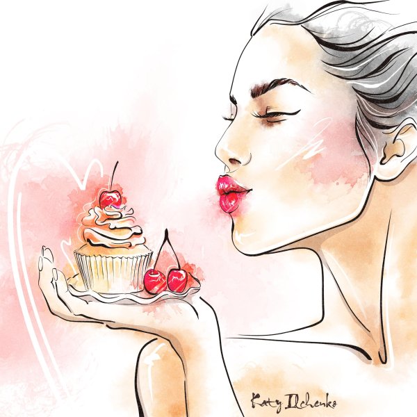 Девушка с тортом