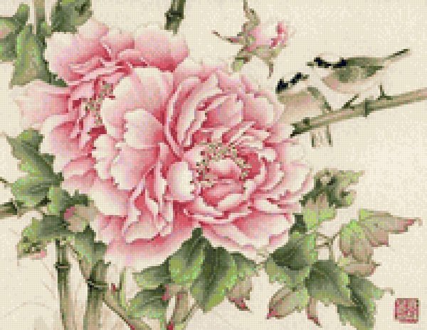 вышивка пионы