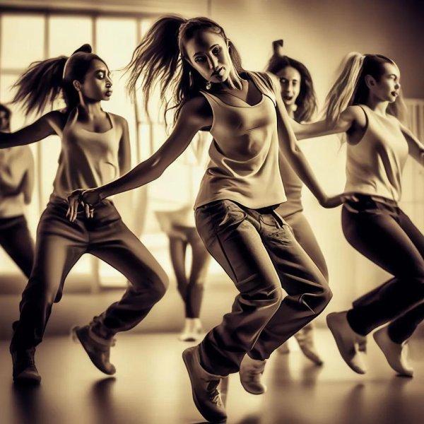 С танцующими девушками