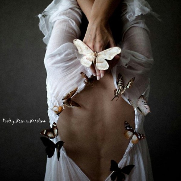 Бабочки и девушка