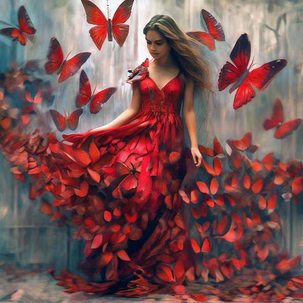 Бабочки и девушка