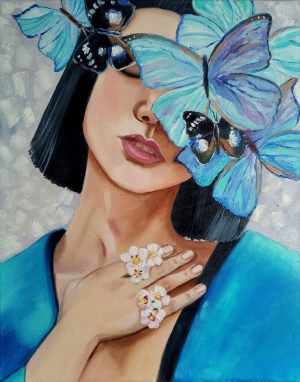 Бабочки и девушка