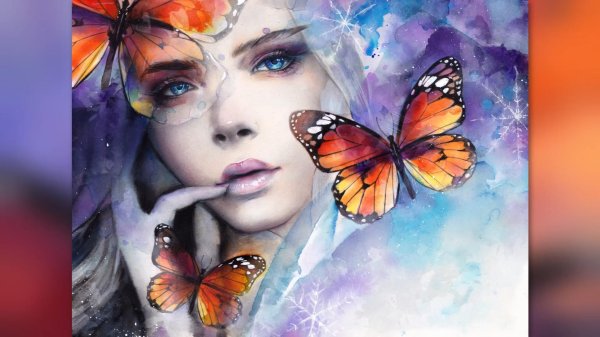 Бабочки и девушка