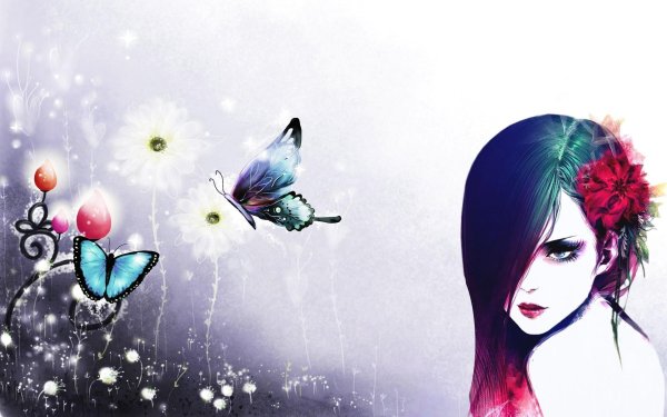 Бабочки и девушка