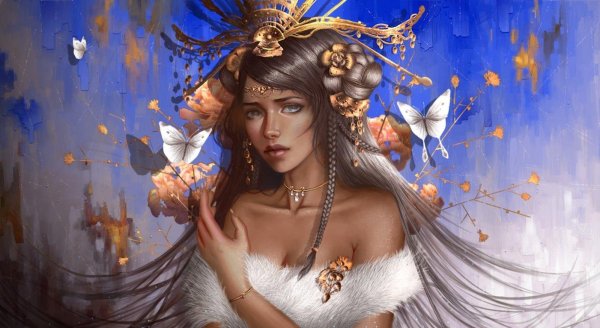 Бабочки и девушка