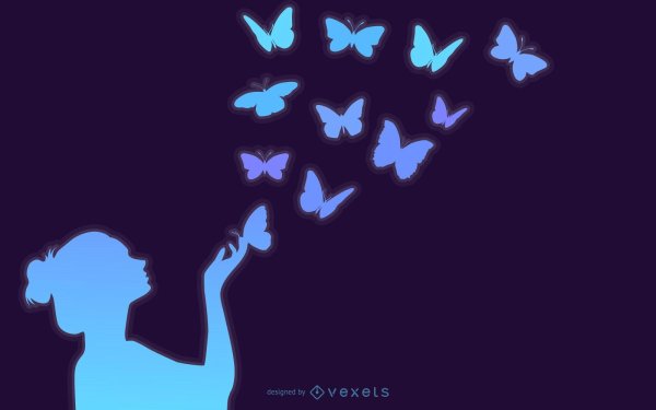 Бабочки и девушка