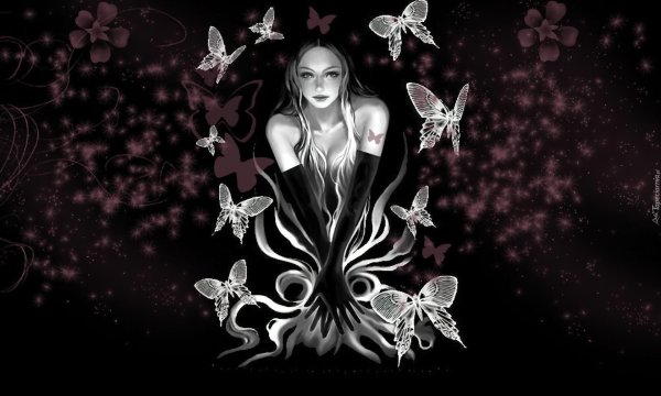 Бабочки и девушка