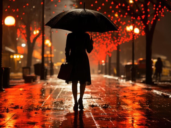 С дождем девушка