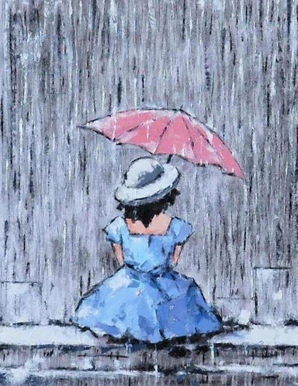С дождем девушка