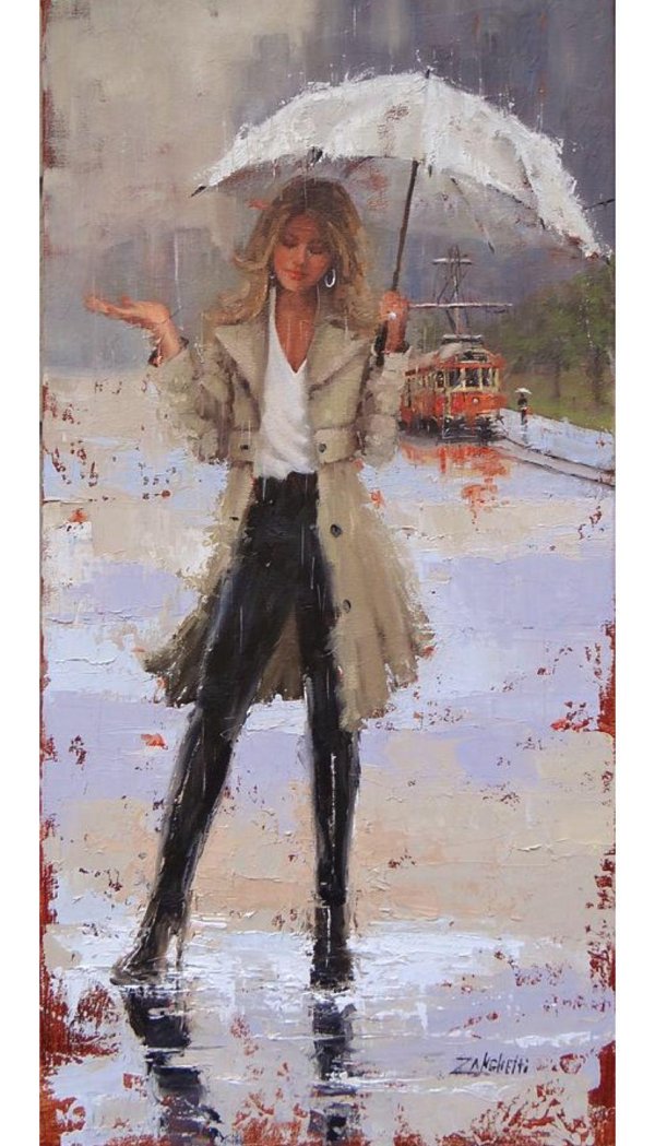 С дождем девушка