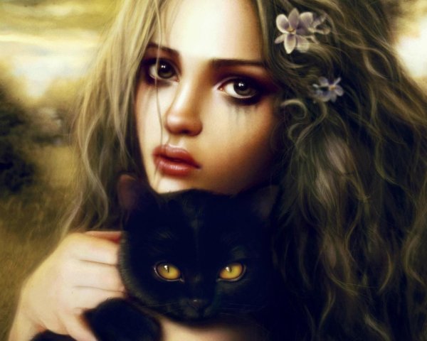 Девушка и кот