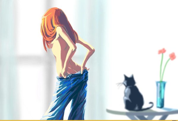 Девушка и кот