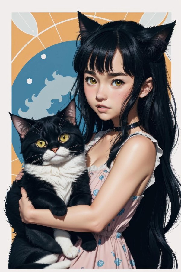 Девушка и кот