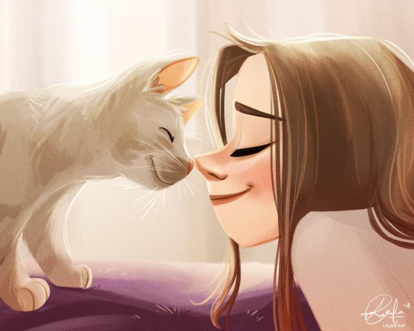 Девушка и кот