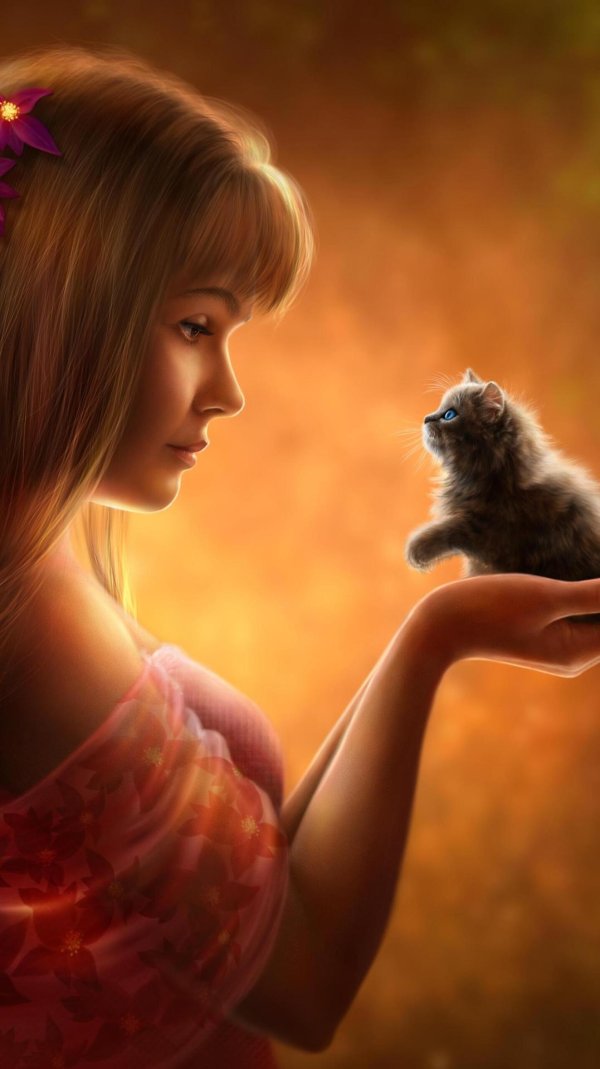 Девушка и кот