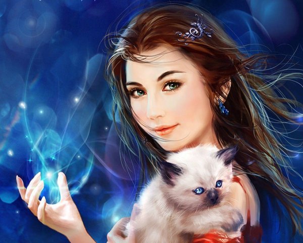 Девушка и кот