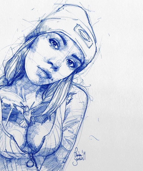 Девушка нарисованная легко