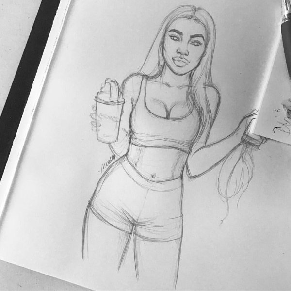 Девушка нарисованная легко