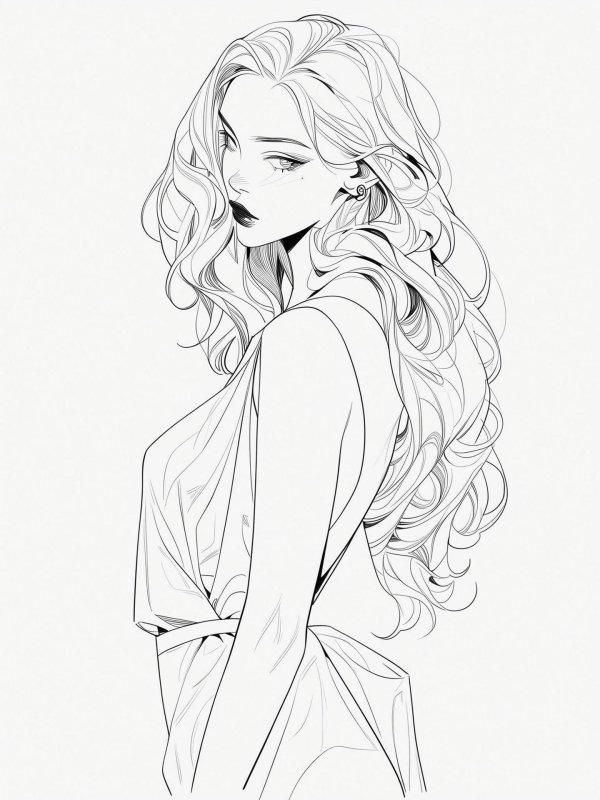 Девушка нарисованная легко