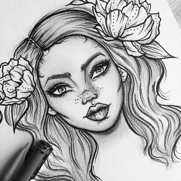 Девушка нарисованная легко