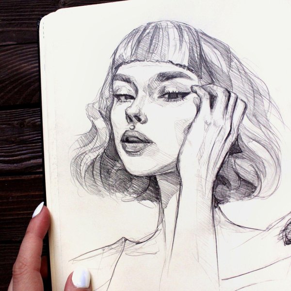 Девушка нарисованная легко