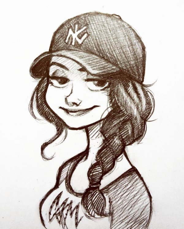 Девушка нарисованная легко