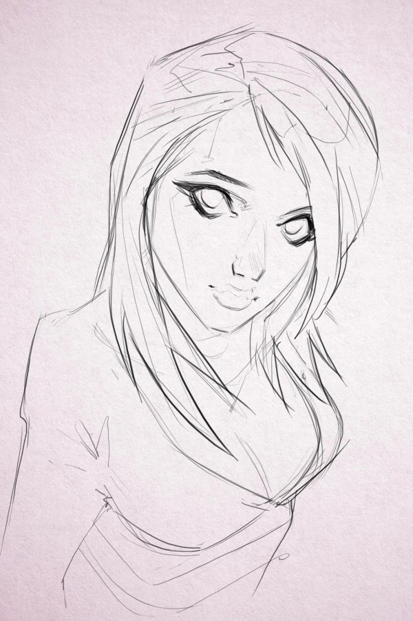 Девушка нарисованная легко