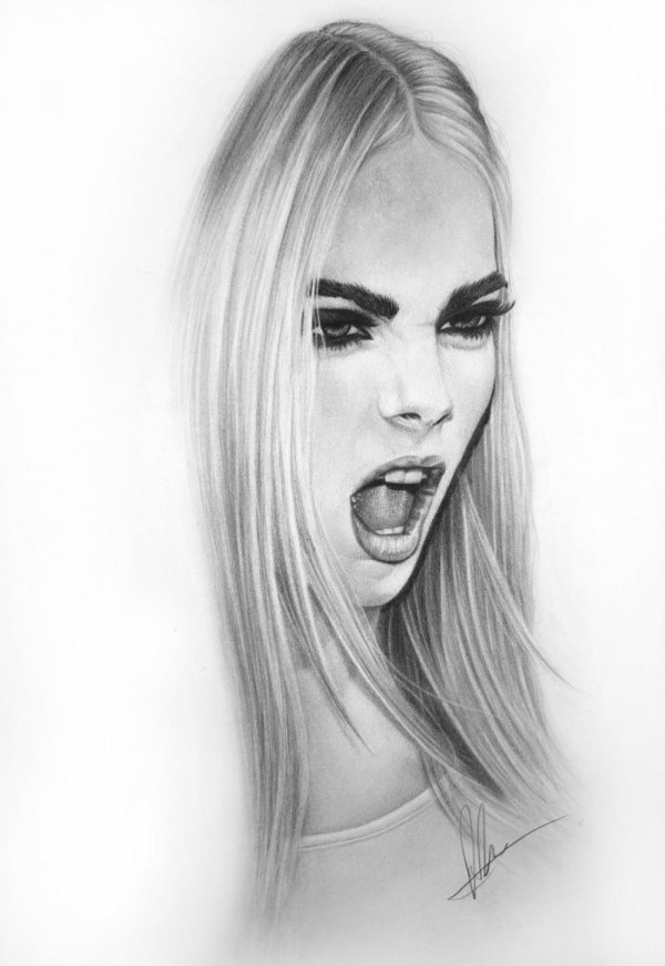 Девушка нарисованная легко
