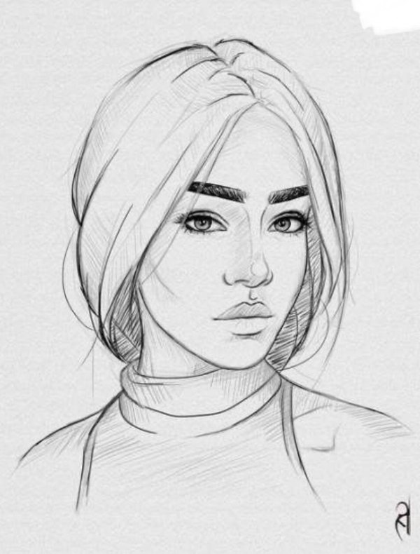 Девушка нарисованная легко