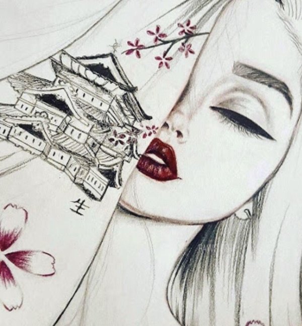 Девушка нарисованная легко