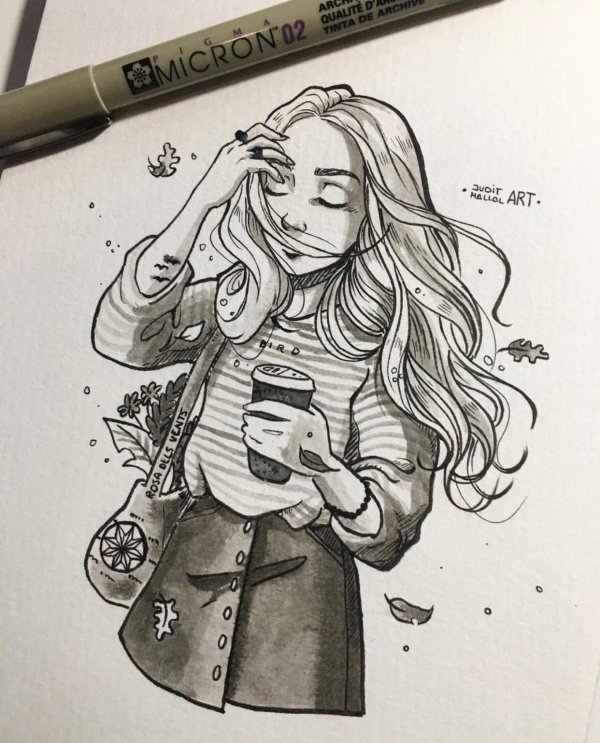 Девушка нарисованная легко